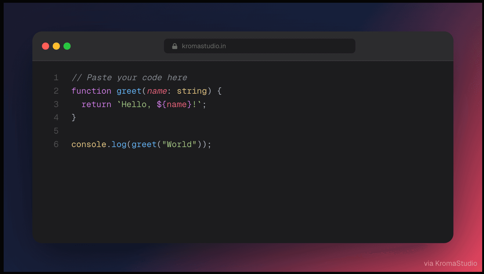 Syntax-highlighted code screenshot exported from KromaStudio